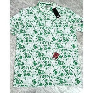 Adidas Seersucker Golf Polo Shirt Pullover Green White HS9054 Men's Medium NEW